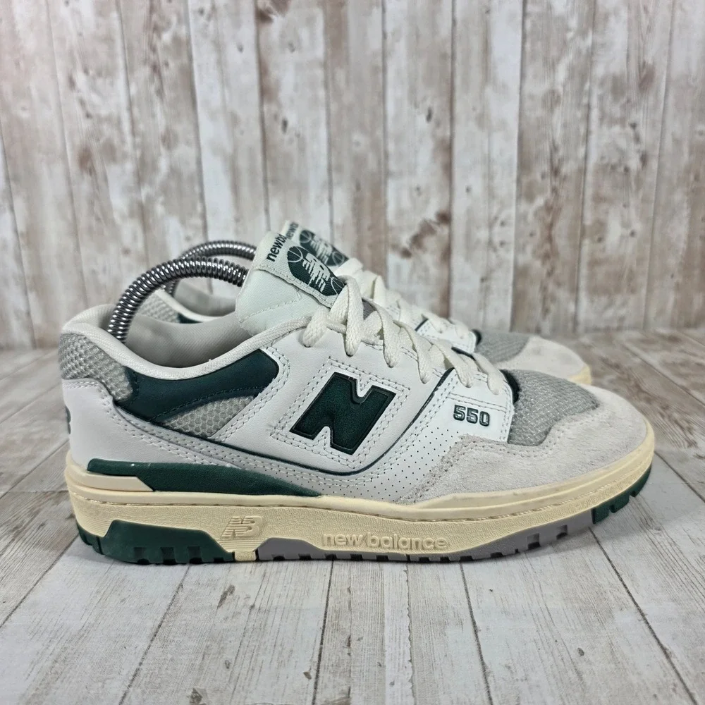 New Balance 550 White Green Suede Leather Sneakers GSB550CS Mens‎ 7 US